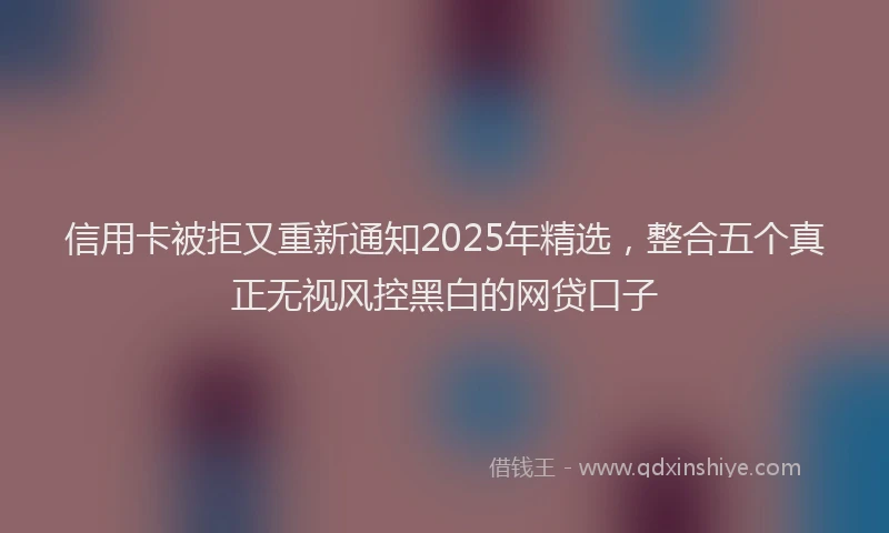 信用卡被拒又重新通知2025年精选，整合五个真正无视风控黑白的网贷口子