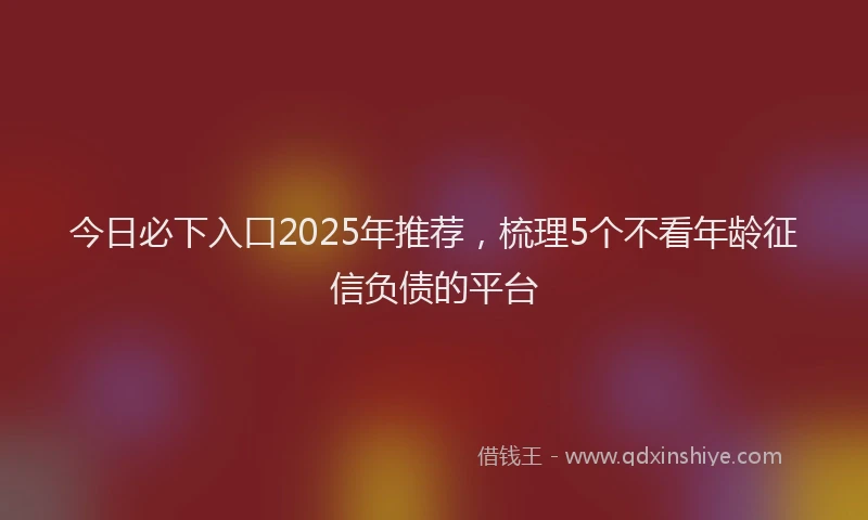 今日必下入口2025年推荐，梳理5个不看年龄征信负债的平台