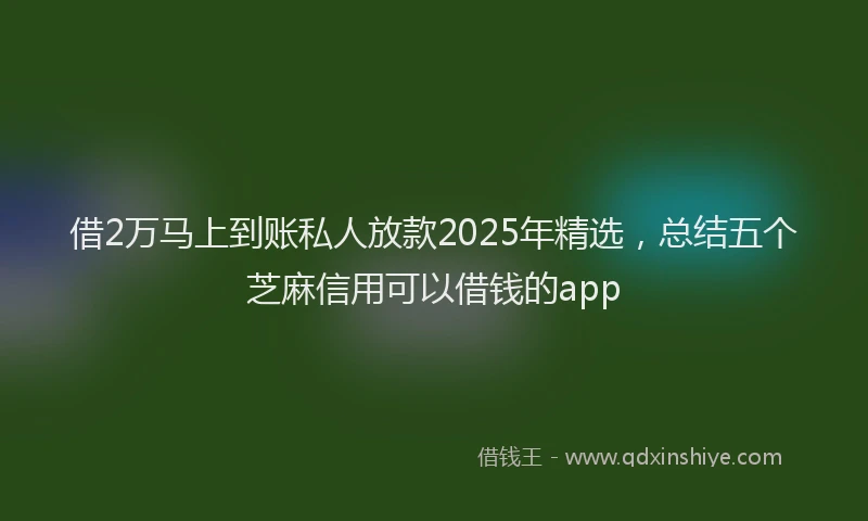 借2万马上到账私人放款2025年精选，总结五个芝麻信用可以借钱的app