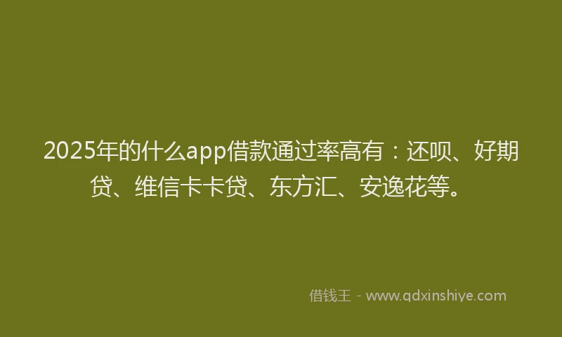 2025年的什么app借款通过率高有：还呗、好期贷、维信卡卡贷、东方汇、安逸花等。