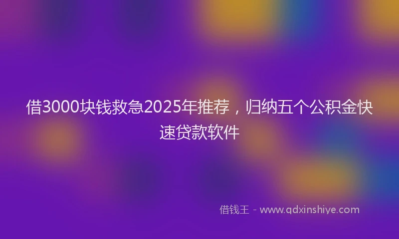 借3000块钱救急2025年推荐，归纳五个公积金快速贷款软件
