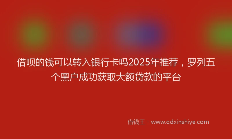 借呗的钱可以转入银行卡吗2025年推荐，罗列五个黑户成功获取大额贷款的平台