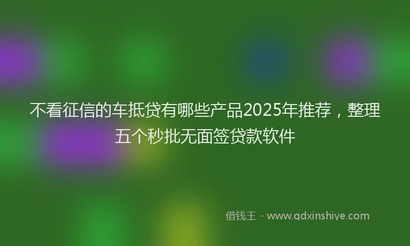 不看征信的车抵贷有哪些产品2025年推荐，整理五个秒批无面签贷款软件