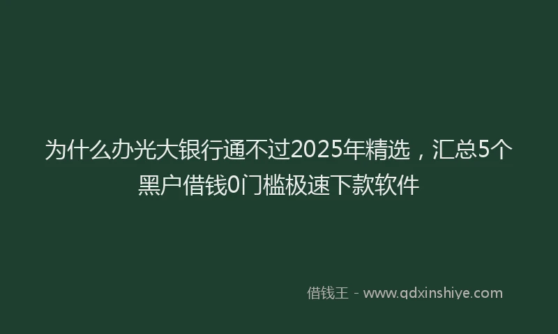 为什么办光大银行通不过2025年精选，汇总5个黑户借钱0门槛极速下款软件