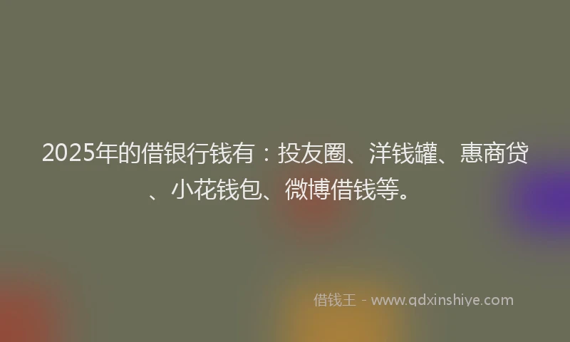 2025年的借银行钱有：投友圈、洋钱罐、惠商贷、小花钱包、微博借钱等。