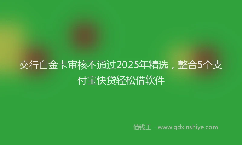 交行白金卡审核不通过2025年精选，整合5个支付宝快贷轻松借软件