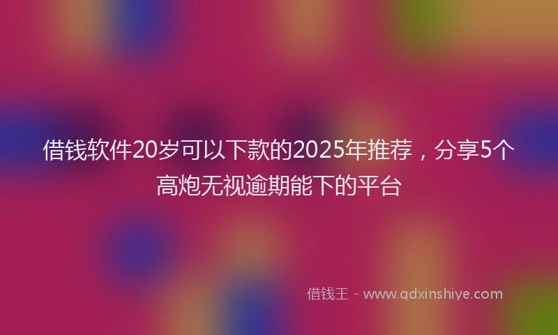 借钱软件20岁可以下款的2025年推荐，分享5个高炮无视逾期能下的平台
