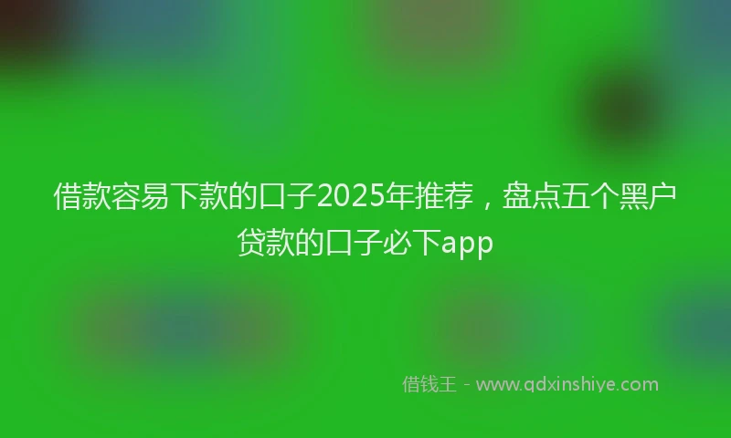 借款容易下款的口子2025年推荐，盘点五个黑户贷款的口子必下app