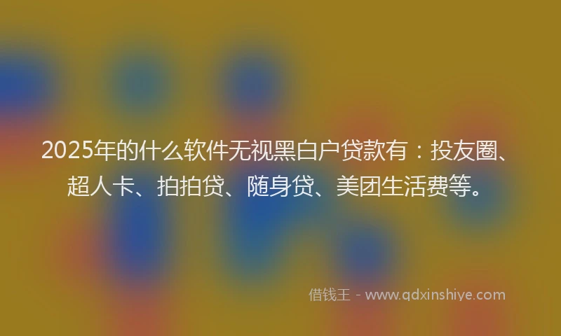 2025年的什么软件无视黑白户贷款有：投友圈、超人卡、拍拍贷、随身贷、美团生活费等。