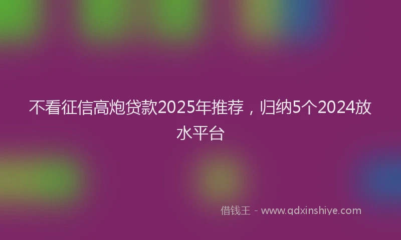 不看征信高炮贷款2025年推荐，归纳5个2024放水平台