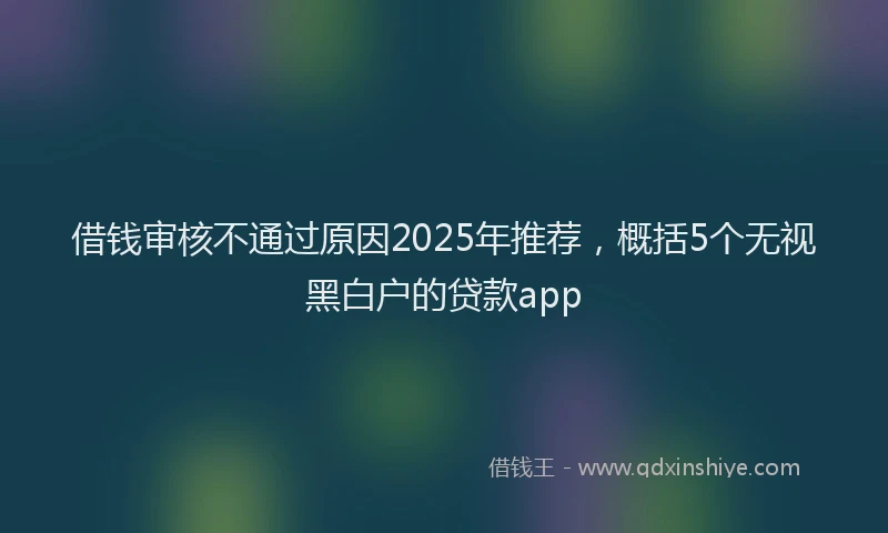 借钱审核不通过原因2025年推荐，概括5个无视黑白户的贷款app