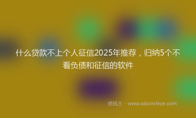 什么贷款不上个人征信2025年推荐，归纳5个不看负债和征信的软件