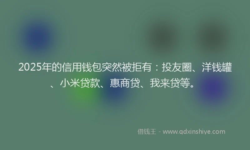 2025年的信用钱包突然被拒有：投友圈、洋钱罐、小米贷款、惠商贷、我来贷等。