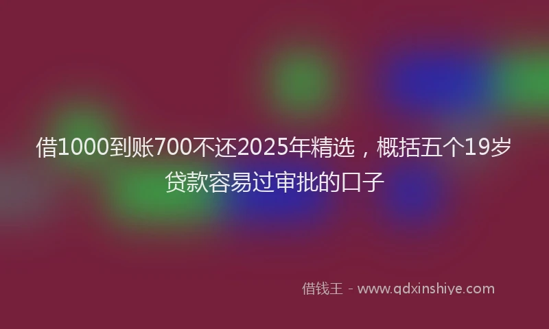 借1000到账700不还2025年精选，概括五个19岁贷款容易过审批的口子