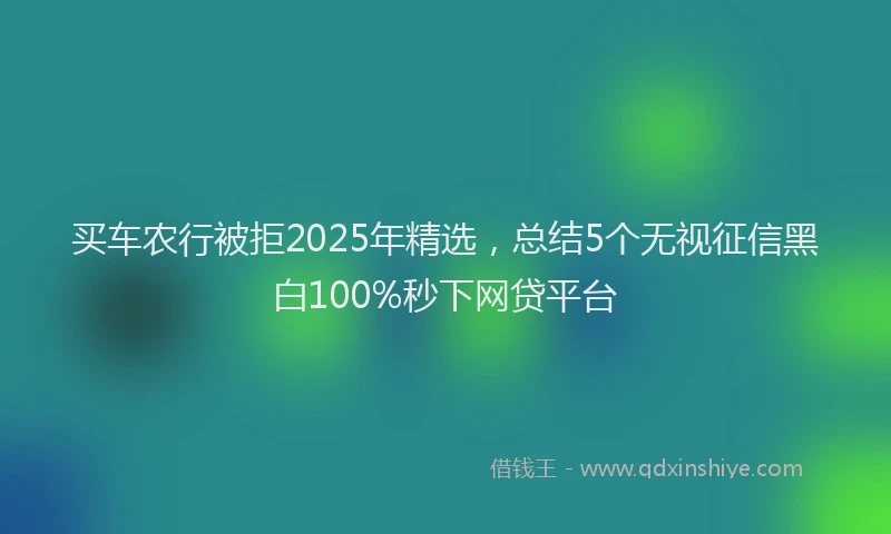买车农行被拒2025年精选，总结5个无视征信黑白100%秒下网贷平台