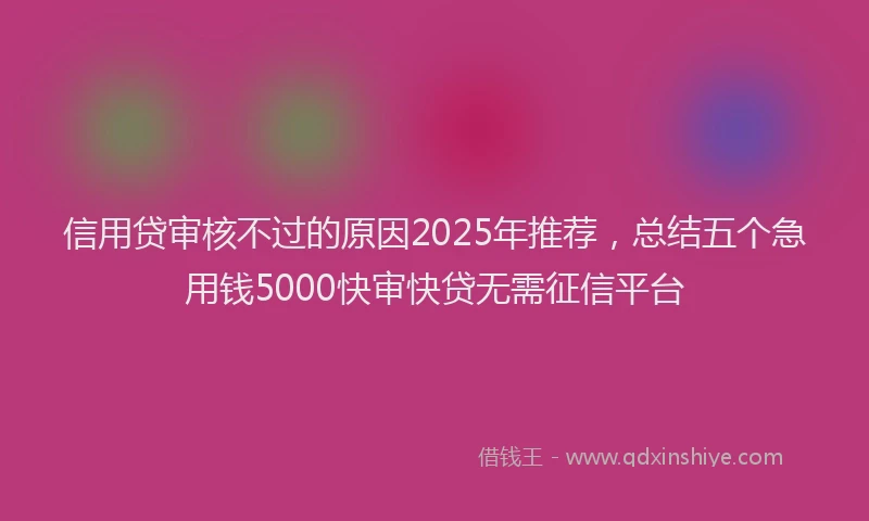 信用贷审核不过的原因2025年推荐，总结五个急用钱5000快审快贷无需征信平台