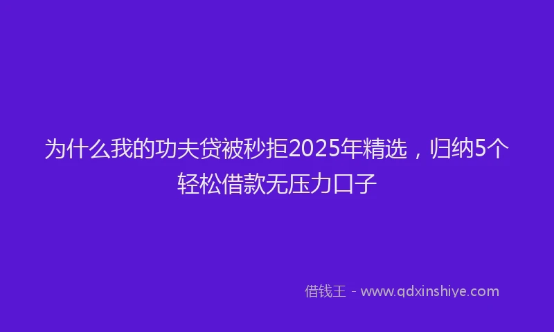 为什么我的功夫贷被秒拒2025年精选，归纳5个轻松借款无压力口子