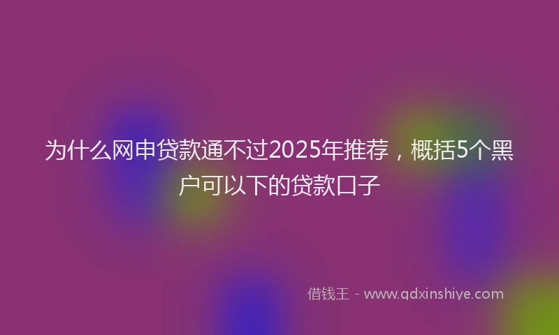 为什么网申贷款通不过2025年推荐，概括5个黑户可以下的贷款口子