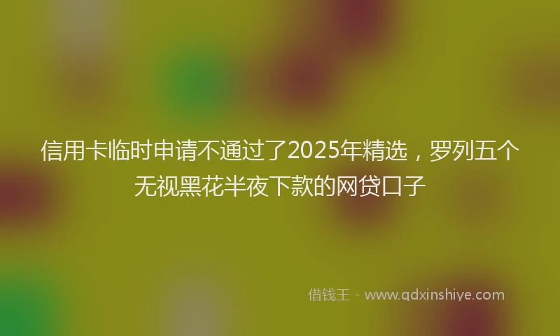 信用卡临时申请不通过了2025年精选，罗列五个无视黑花半夜下款的网贷口子