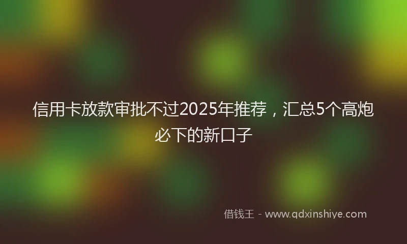 信用卡放款审批不过2025年推荐，汇总5个高炮必下的新口子
