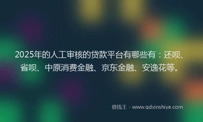 2025年的人工审核的贷款平台有哪些有：还呗、省呗、中原消费金融、京东金融、安逸花等。