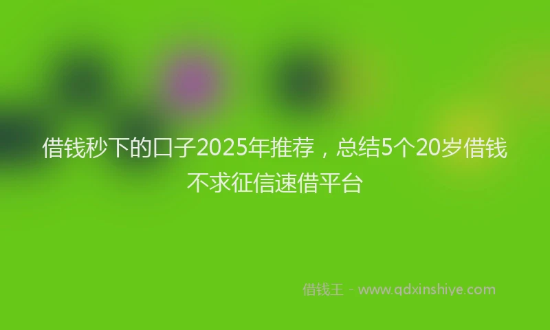 借钱秒下的口子2025年推荐，总结5个20岁借钱不求征信速借平台