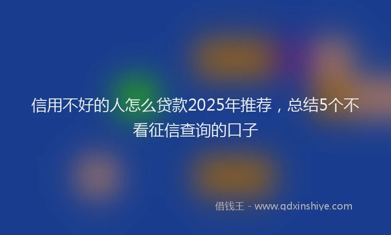 信用不好的人怎么贷款2025年推荐，总结5个不看征信查询的口子