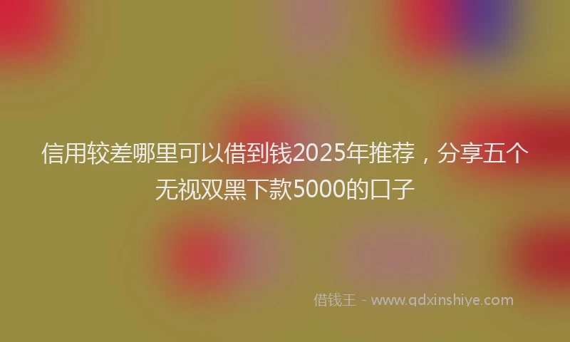 信用较差哪里可以借到钱2025年推荐，分享五个无视双黑下款5000的口子