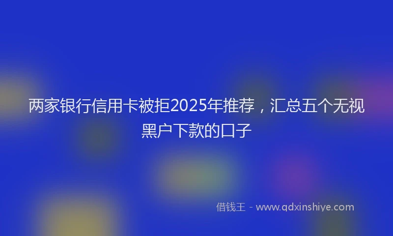 两家银行信用卡被拒2025年推荐，汇总五个无视黑户下款的口子