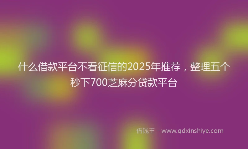 什么借款平台不看征信的2025年推荐，整理五个秒下700芝麻分贷款平台