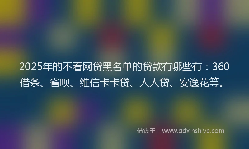 2025年的不看网贷黑名单的贷款有哪些有：360借条、省呗、维信卡卡贷、人人贷、安逸花等。