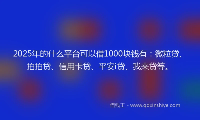 2025年的什么平台可以借1000块钱有：微粒贷、拍拍贷、信用卡贷、平安i贷、我来贷等。