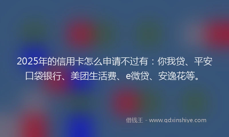 2025年的信用卡怎么申请不过有：你我贷、平安口袋银行、美团生活费、e微贷、安逸花等。