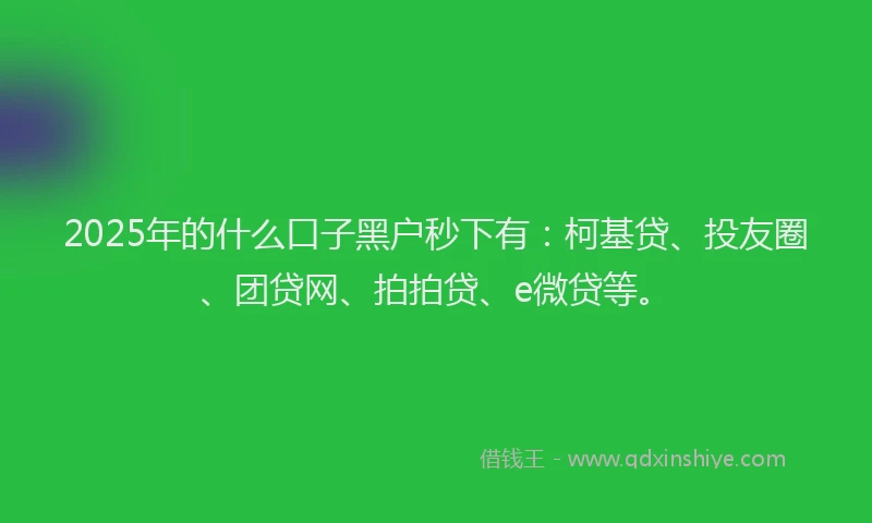 2025年的什么口子黑户秒下有：柯基贷、投友圈、团贷网、拍拍贷、e微贷等。