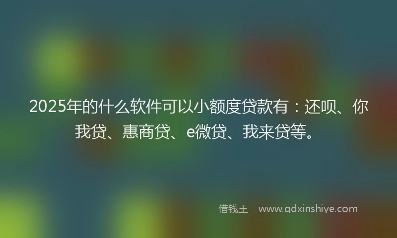 2025年的什么软件可以小额度贷款有：还呗、你我贷、惠商贷、e微贷、我来贷等。