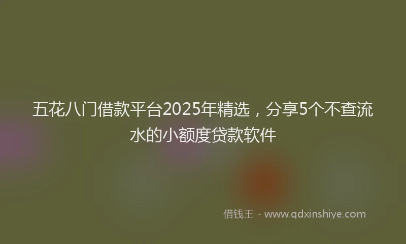 五花八门借款平台2025年精选，分享5个不查流水的小额度贷款软件