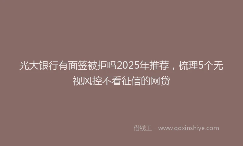 光大银行有面签被拒吗2025年推荐，梳理5个无视风控不看征信的网贷