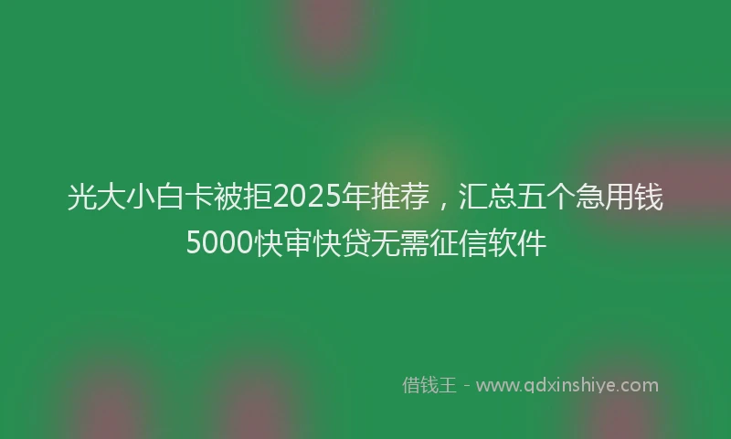 光大小白卡被拒2025年推荐，汇总五个急用钱5000快审快贷无需征信软件