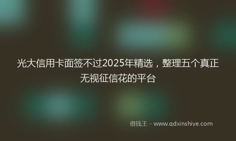 光大信用卡面签不过2025年精选，整理五个真正无视征信花的平台