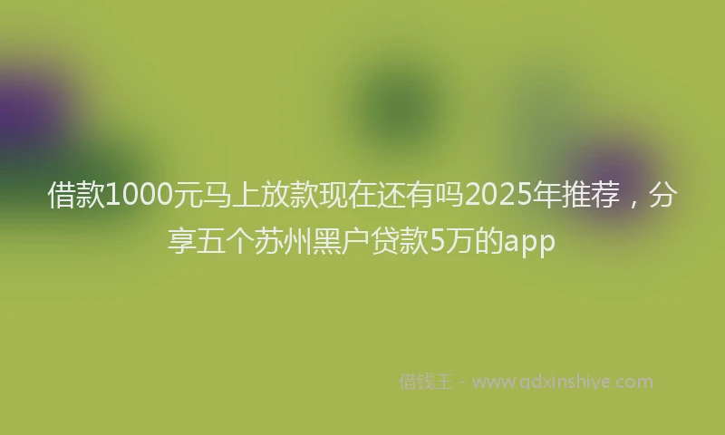 借款1000元马上放款现在还有吗2025年推荐，分享五个苏州黑户贷款5万的app