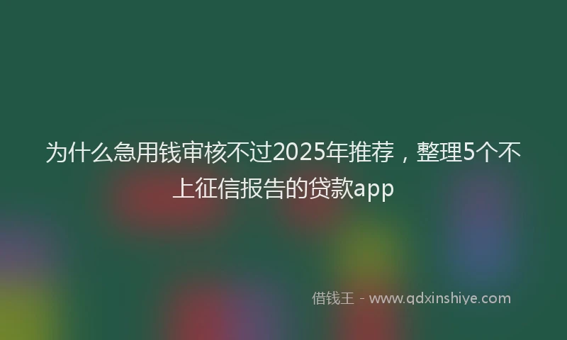 为什么急用钱审核不过2025年推荐，整理5个不上征信报告的贷款app