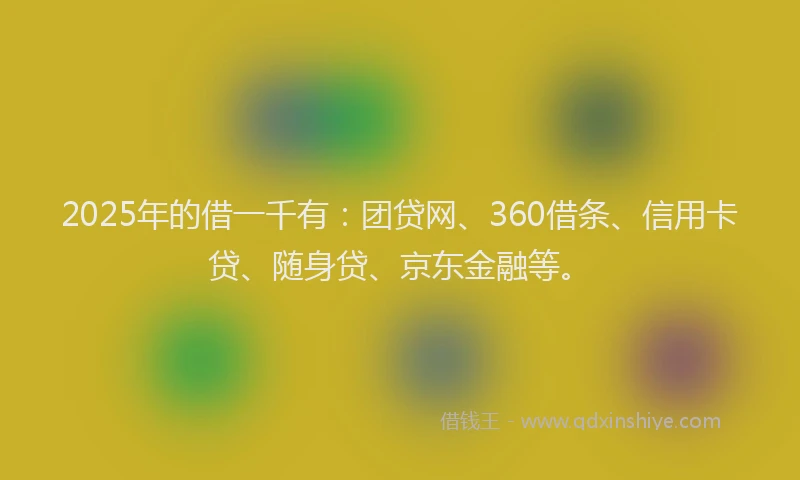 2025年的借一千有：团贷网、360借条、信用卡贷、随身贷、京东金融等。
