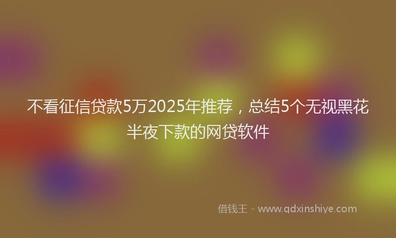 不看征信贷款5万2025年推荐，总结5个无视黑花半夜下款的网贷软件