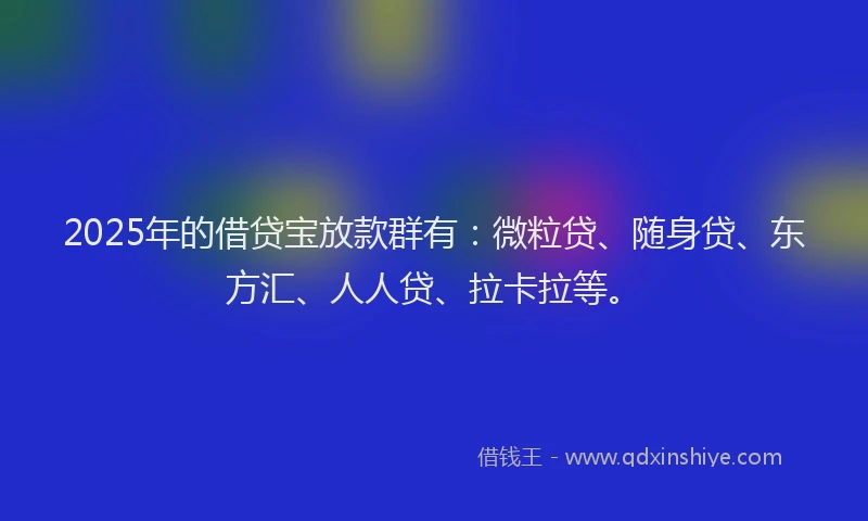 2025年的借贷宝放款群有：微粒贷、随身贷、东方汇、人人贷、拉卡拉等。