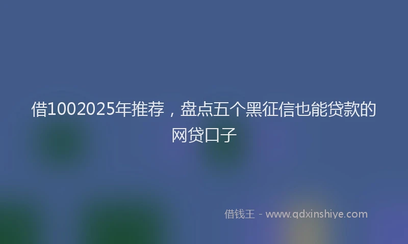 借1002025年推荐，盘点五个黑征信也能贷款的网贷口子