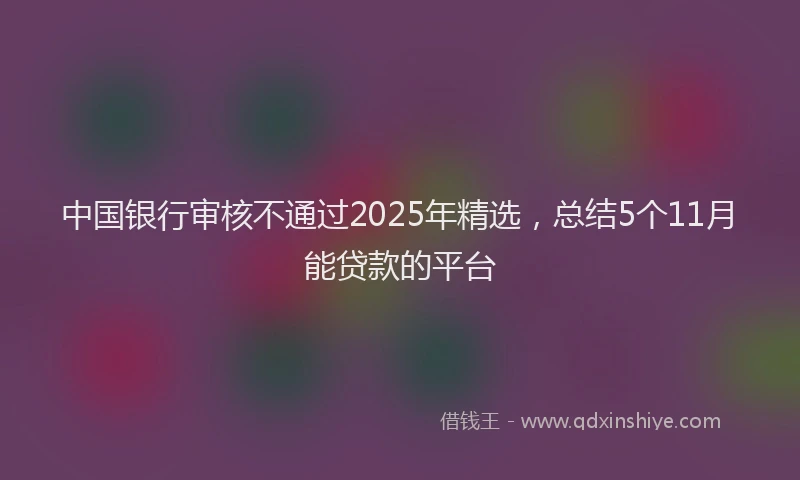 中国银行审核不通过2025年精选，总结5个11月能贷款的平台