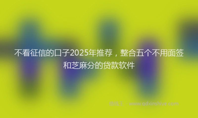不看征信的口子2025年推荐，整合五个不用面签和芝麻分的贷款软件