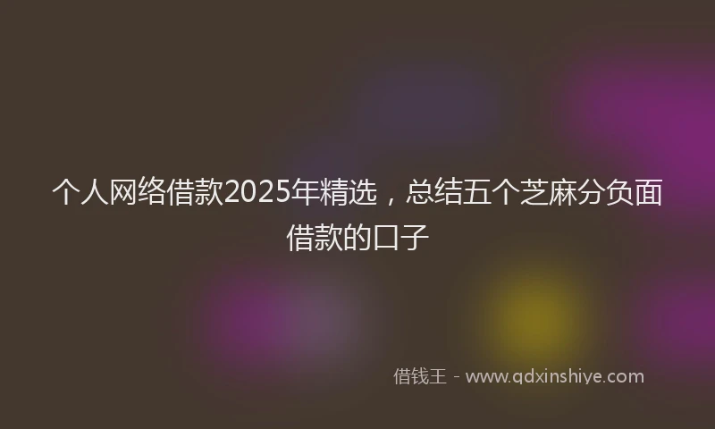 个人网络借款2025年精选，总结五个芝麻分负面借款的口子