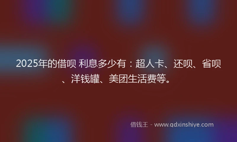 2025年的借呗 利息多少有：超人卡、还呗、省呗、洋钱罐、美团生活费等。