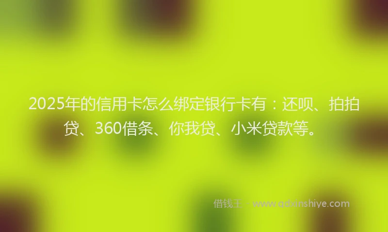 2025年的信用卡怎么绑定银行卡有：还呗、拍拍贷、360借条、你我贷、小米贷款等。